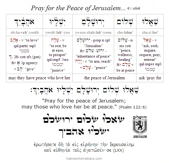 Pray for the Peace of Jerusalem...