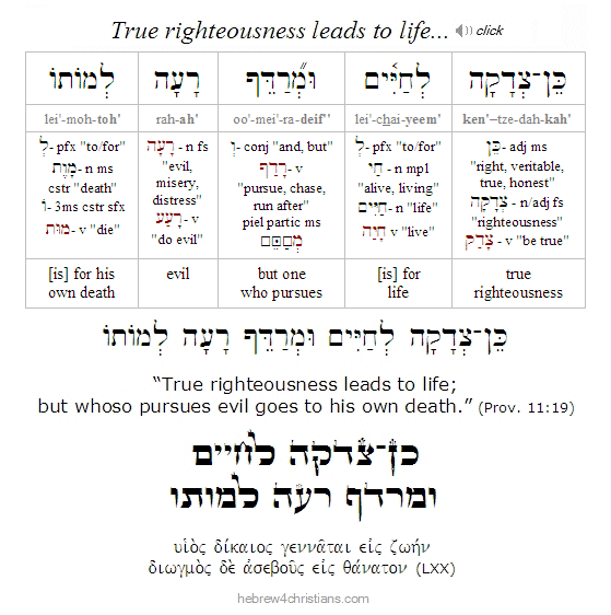 Proverbs 11:19 Hebrew Analysis