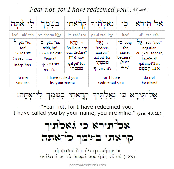 Isaiah 43:1b Hebrew Lesson